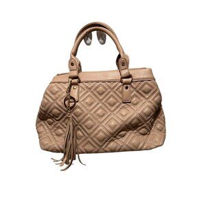 Kaari Blue Satchel Crossbody Bag Beige Neutral Faux Leather Purse